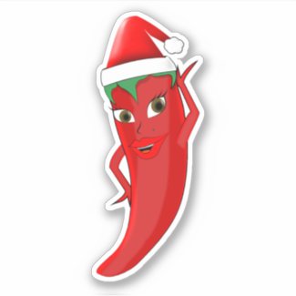 Red Hot Pepper Diva With Santas Hat