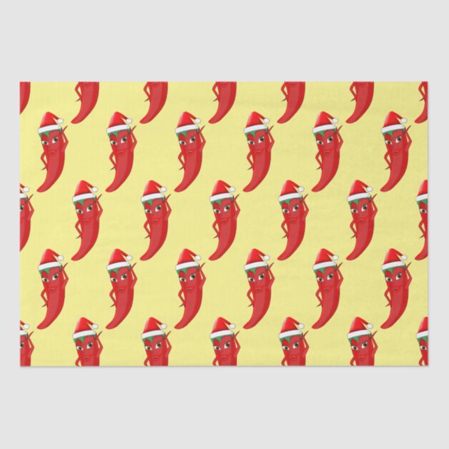 Red Hot Pepper Diva With Santas Hat Tissue Paper (Front)
