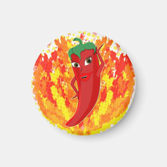 Red Hot Pepper Fire Flames  Magnet (Front)