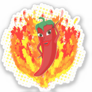 Red Hot Pepper Fire Flames Sticker