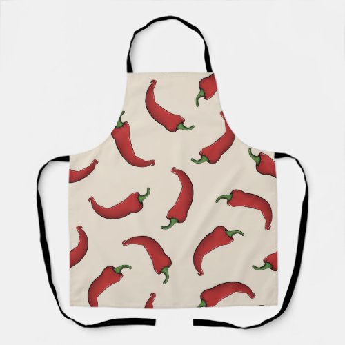 Red Hot Pepper Pattern Apron