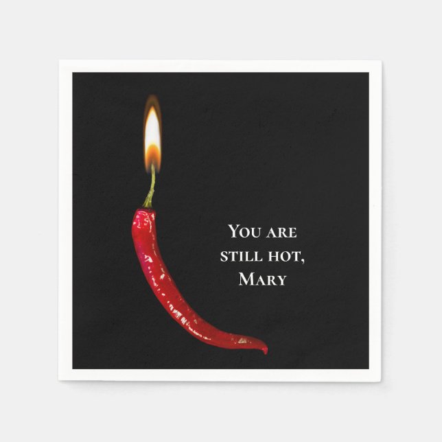 red hot pepper with candle flame birthday napkins (Front)