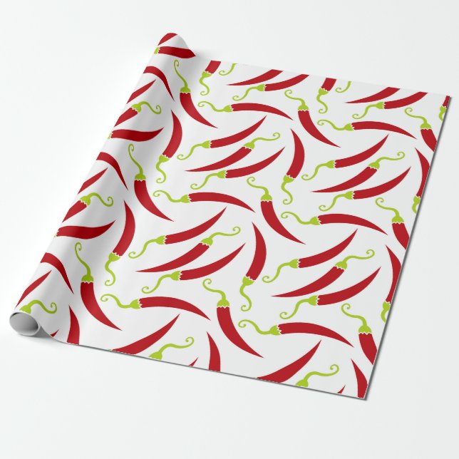 Red Hot Pepper Wrapping Paper (Unrolled)