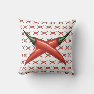 Red Hot Peppers, Purple Blossom Throw Pillow