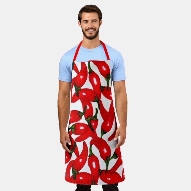 Red Hot Peppers Spicy  Apron (Worn)