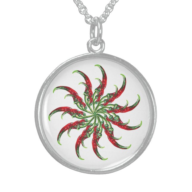 Red Hot Peppers  Sterling Silver Necklace (Front)