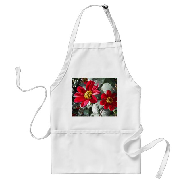 red hot pink daisy / daisies flowers adult apron (Front)