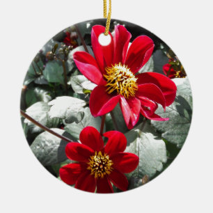 red hot pink daisy / daisies flowers ceramic ornament