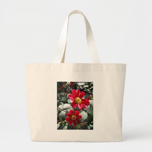red hot pink daisy  daisies flowers large tote bag