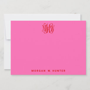 Red Hot Pink Vine Script Monogram DIY BG Thank You