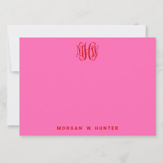 Red Hot Pink Vine Script Monogram DIY BG Thank You