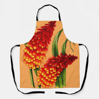 red hot poker flowers print apron