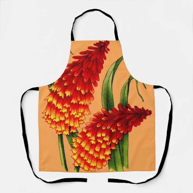 red hot poker flowers print apron (Front)
