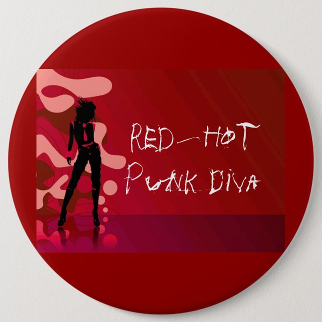 Red Hot Punk Diva Pinback Button (Front)