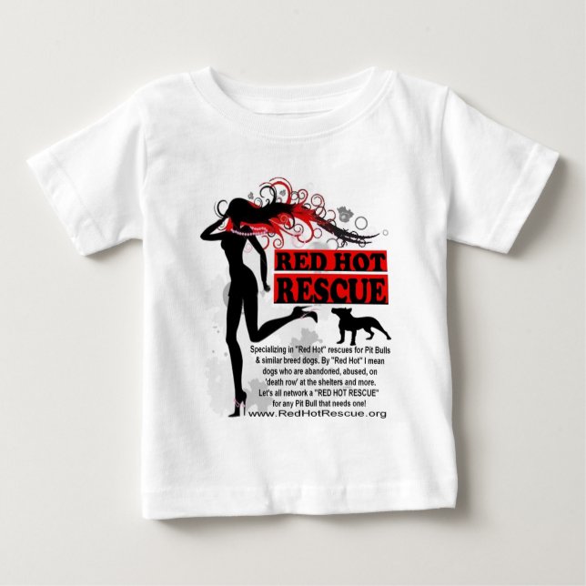 Red Hot Rescue Baby Tshirt - Large Logo on Front (Front)
