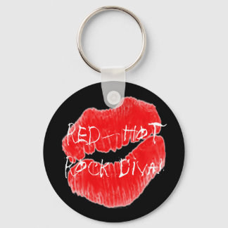 Red Hot Rock Diva Lips Keychain