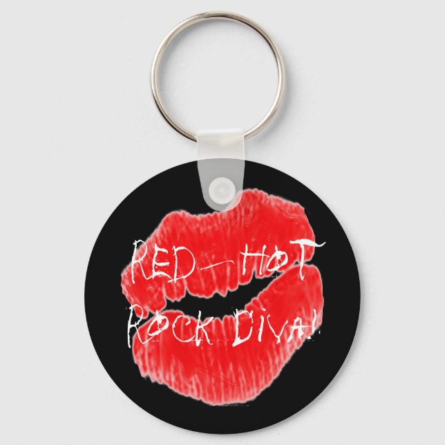 Red Hot Rock Diva Lips Keychain (Front)