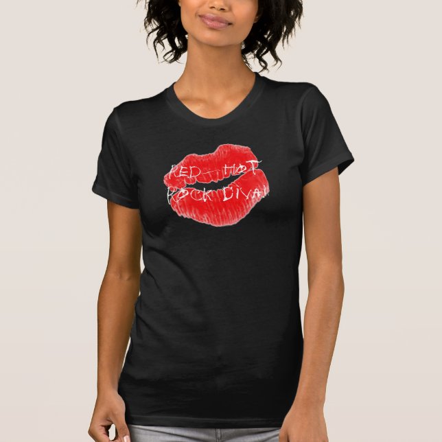 Red Hot Rock Diva Lips T-Shirt (Front)