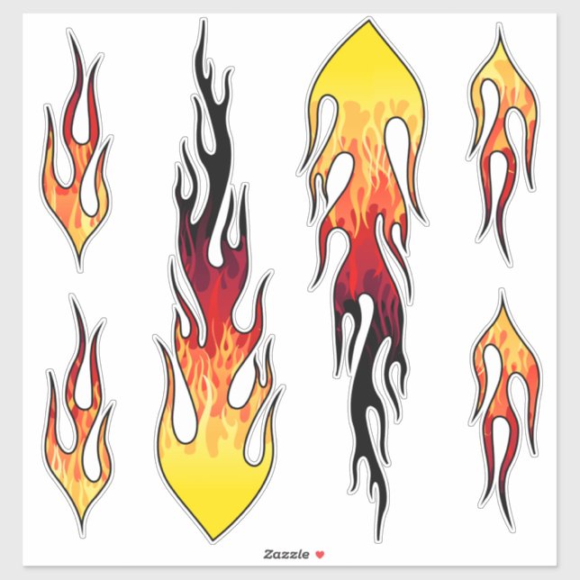 Red Hot Rod Flames Sticker (Sheet)