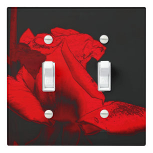 Red Hot Rosebud Abstract Flower Art Light Switch Cover