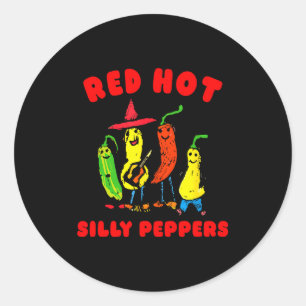 Red Hot Silly Peppers, Funny Classic Round Sticker