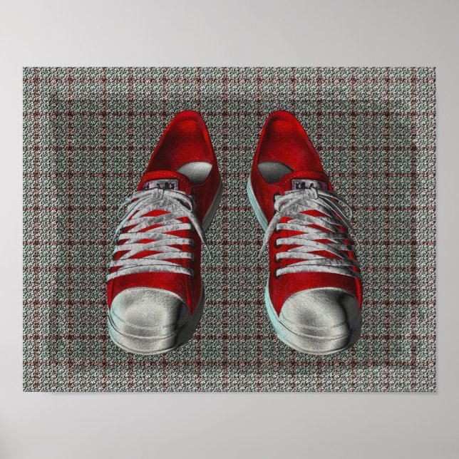Red Hot Sneakers Abstract Art Poster (Front)