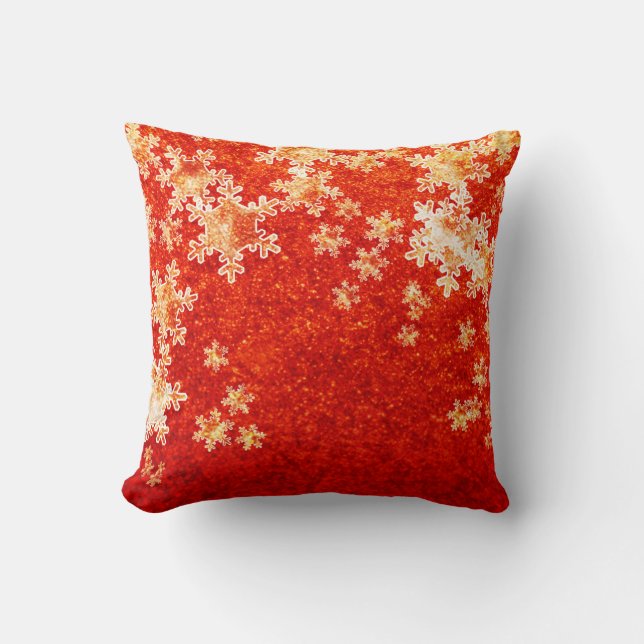 Red Hot Snowflakes Throw Pillow (Front)
