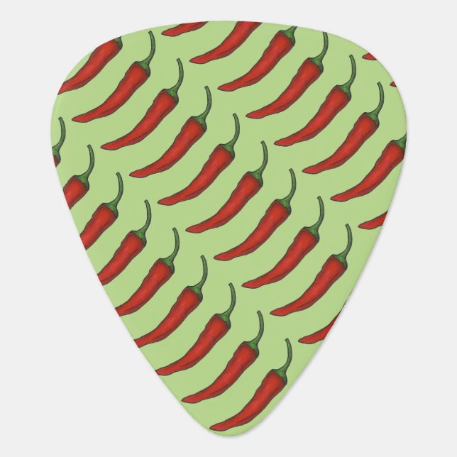 Red Hot Spicy Chili Chile Pepper Peppers Guitar Pick (Front)