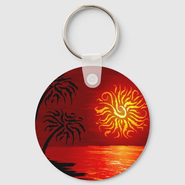 Red Hot Tropical Sunset Keychain (Front)