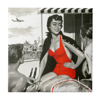 Red Hot Woman Ceramic Tile