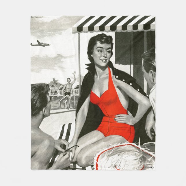 Red Hot Woman Fleece Blanket (Front)