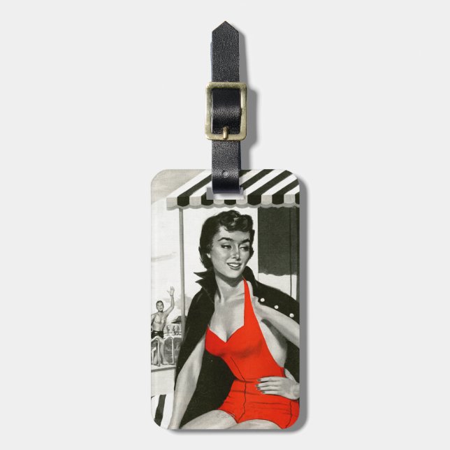Red Hot Woman Luggage Tag (Front Vertical)