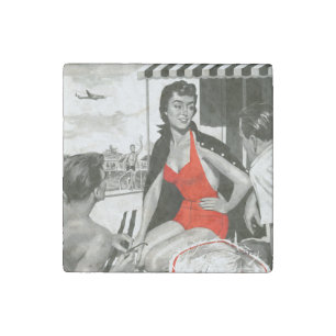 Red Hot Woman Stone Magnet