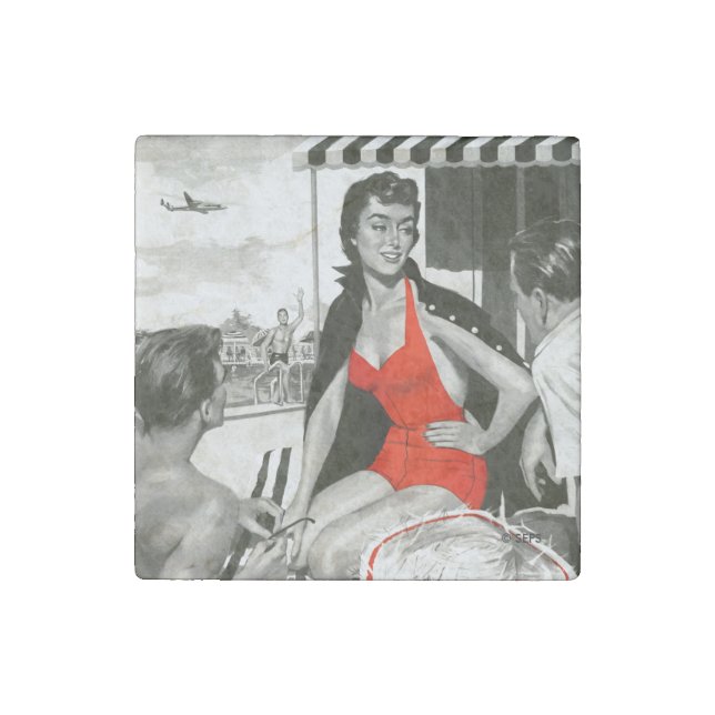 Red Hot Woman Stone Magnet (Front)