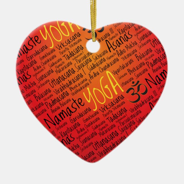 Red Hot Yoga Lover's Om Symbol Pattern Ceramic Ornament (Front)