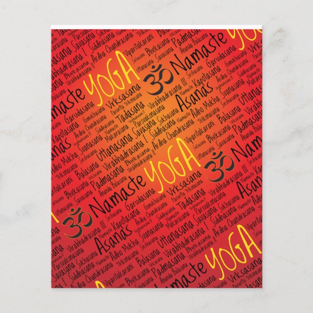 Red Hot Yoga Lover's Om Symbol Pattern Flyer (Front)