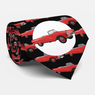 Red Hotrod 1950s Car Pattern Neck Tie