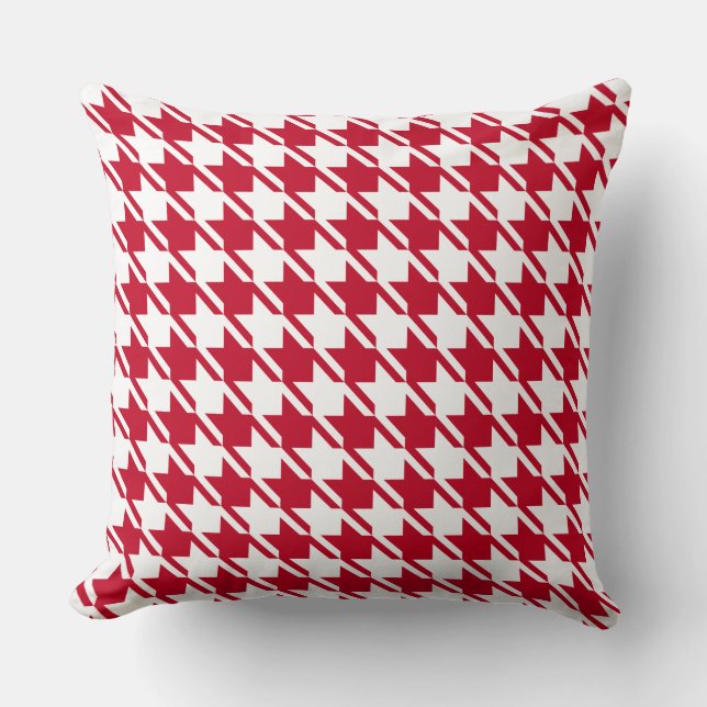 Red Houndstooth Repeating Pattern Throw Pillow (Front)