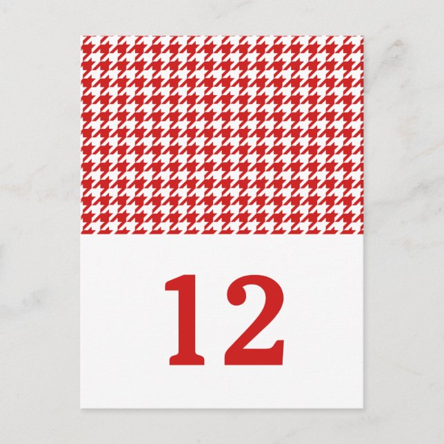 Red Houndstooth Table Number Postcard (Front)