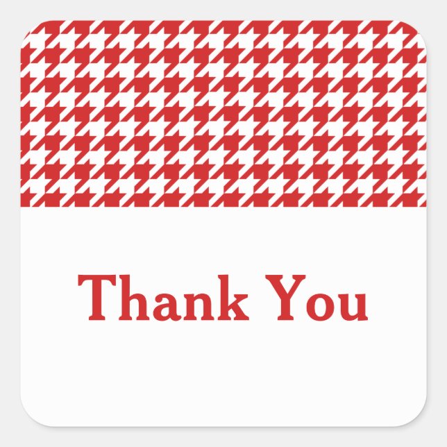 Red Houndstooth Thank You Stickers (Front)