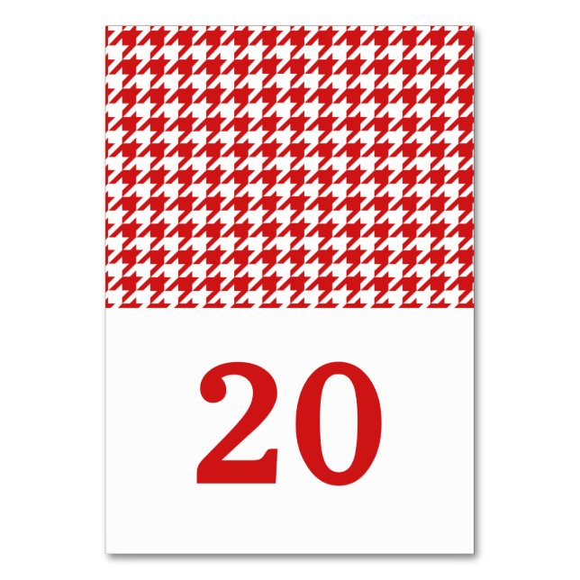 Red Houndstooth Wedding Table Card (Front)