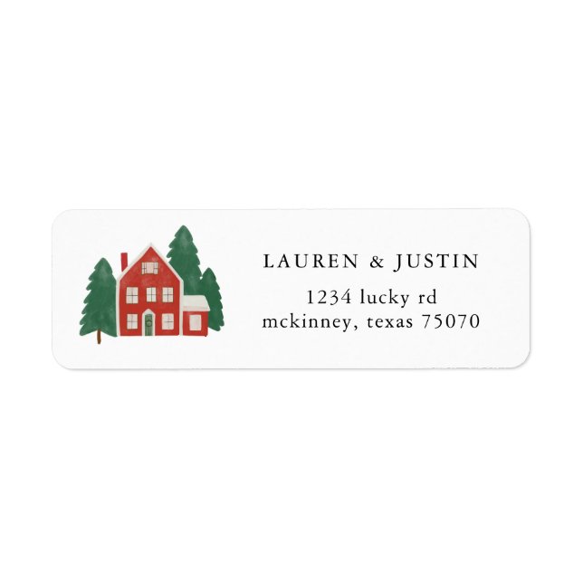 Red House Christmas Tree Return Address Label (Front)