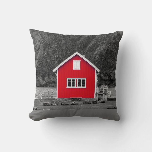 Red House Color Pop Throw Pillow (Front)