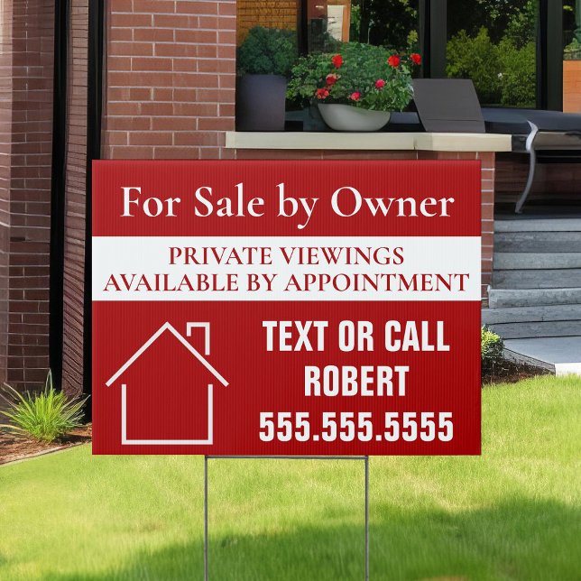 Red House For Sale by Owner Customized Yard Sign (Creator Uploaded)