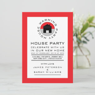 Red House Logo, Housewarming Party, House Party Invitation