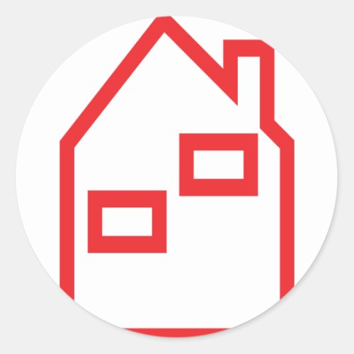 red house real estate icon classic round sticker