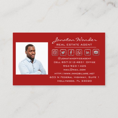 Red House Social Media Logo Real Estate Agent  Business Card