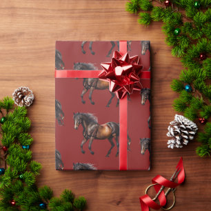 Red Howdy Cowgirl Cowboy Western Horse Wrapping Paper