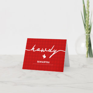 Red Howdy Houndstooth Texas Note Card