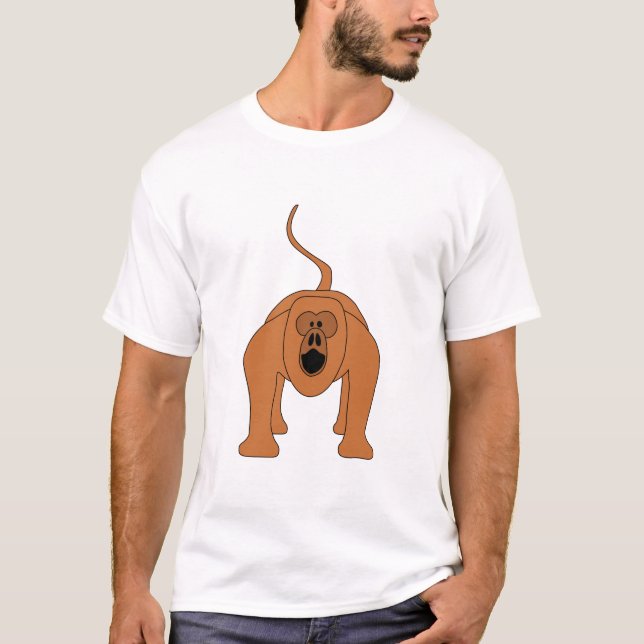 Red Howler Monkey Cartoon T-Shirt (Front)